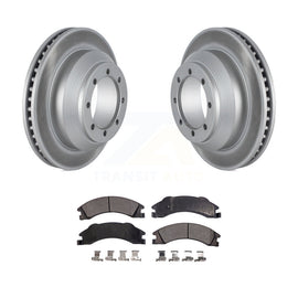 Rear Coated Disc Brake Rotor Ceramic Pad Kit For Ford E-350 Super Duty Econoline