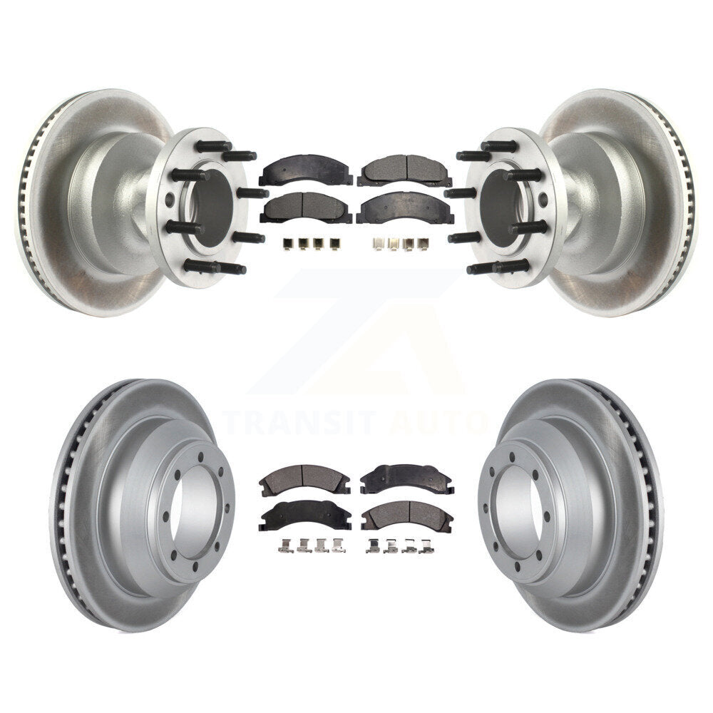 Front Rear Coat Brake Rotors Ceramic Pad Kit For Ford E-350 Super Duty Econoline