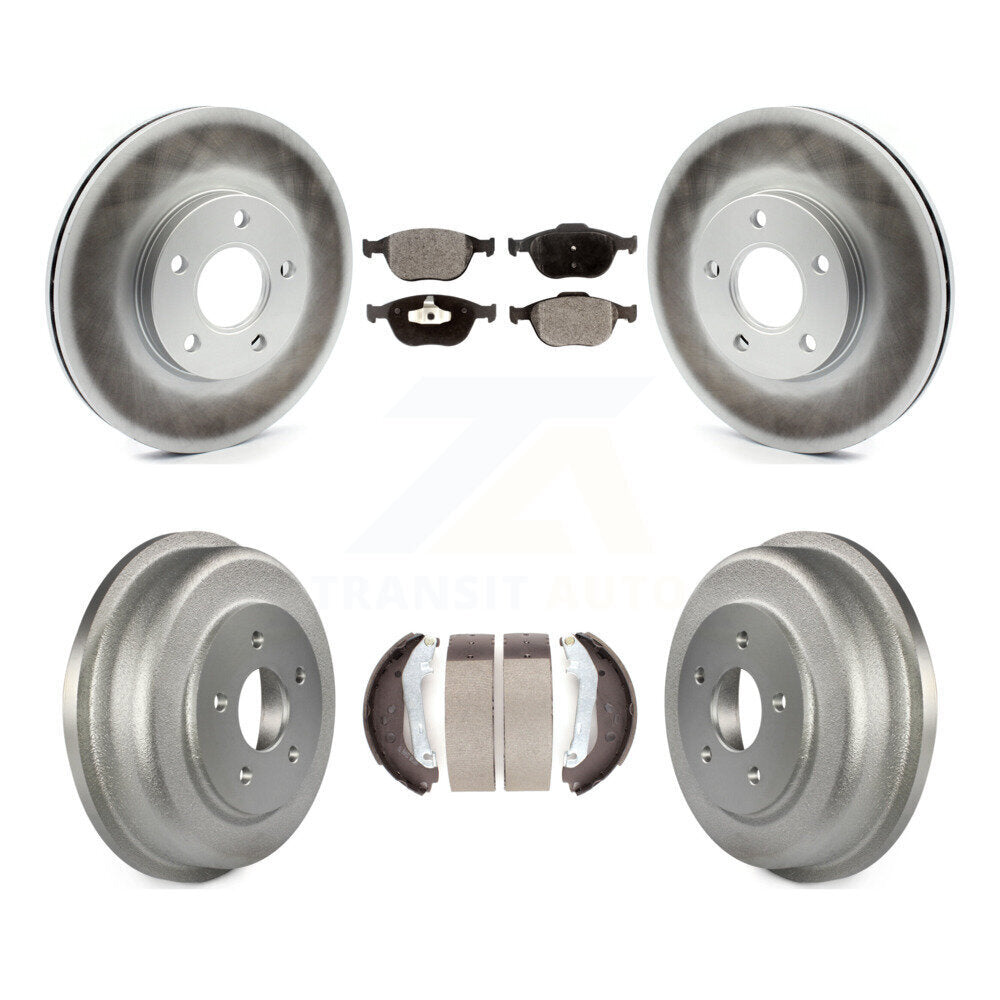 Front Rear Coat Brake Rotors Ceramic Pad Drum Kit For 10-13 Ford Transit Connect
