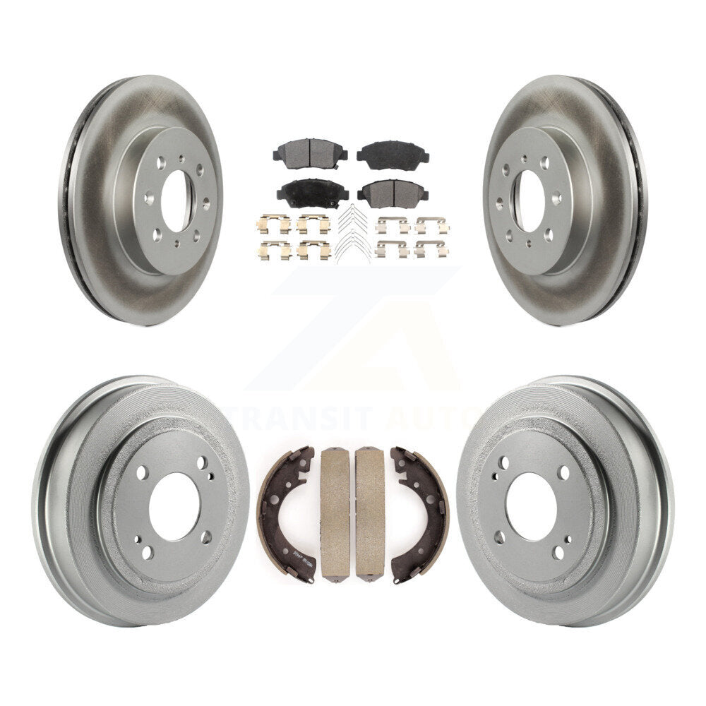 [Front+Rear] 2007-2008 Honda Fit Coated Rotor Drum Brake Kit & Ceramic Pads For Max Braking