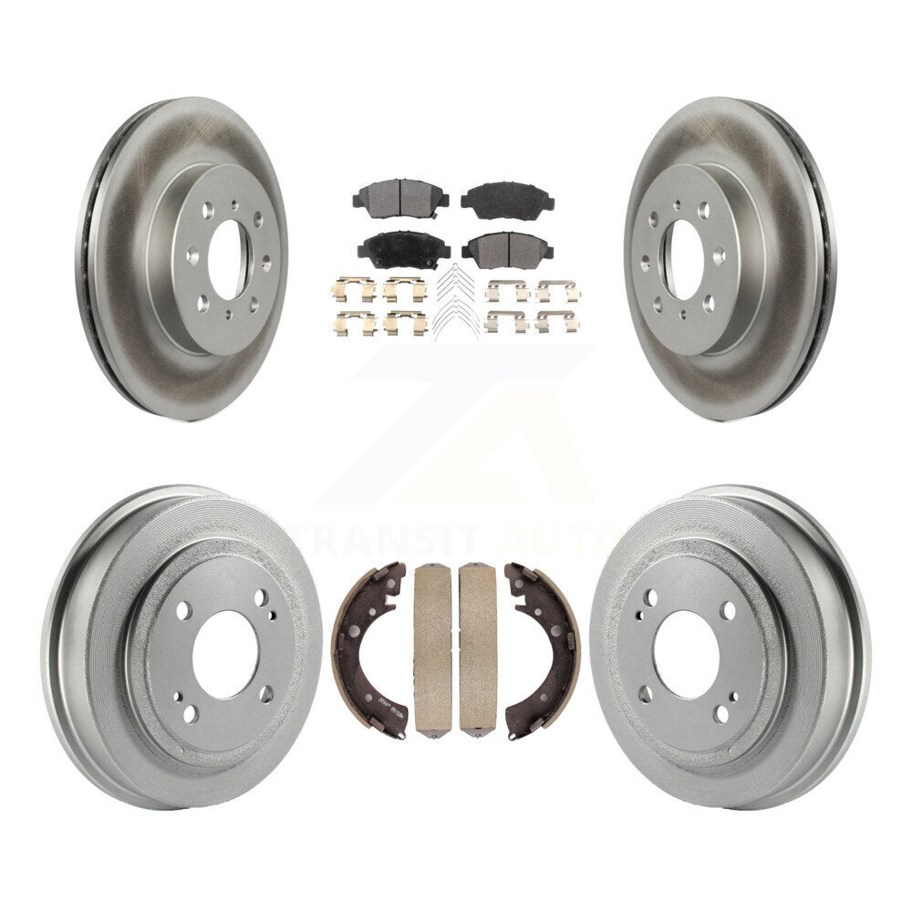 [Front+Rear] 2007-2008 Honda Fit Coated Rotor Drum Brake Kit & Ceramic Pads For Max Braking