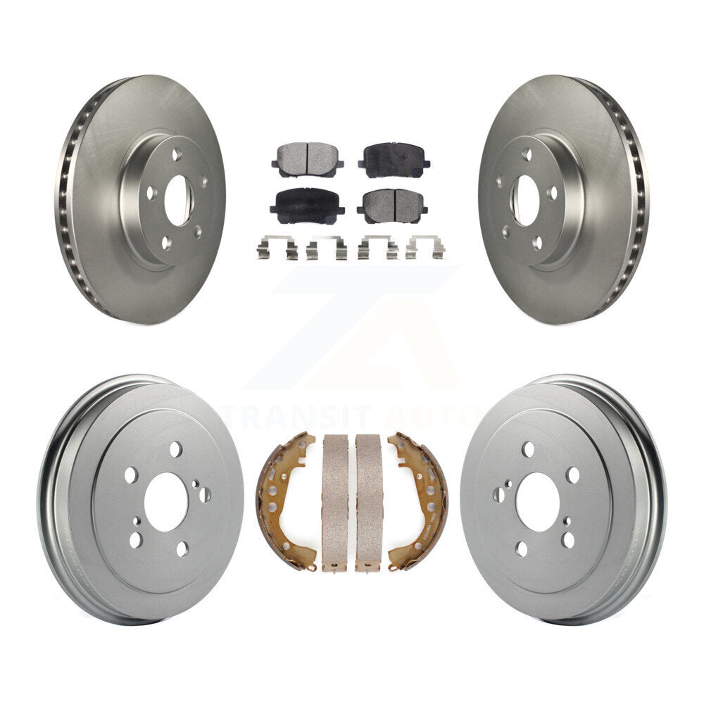 Front Rear Coated Disc Brake Rotors Ceramic Pads And Drum Kit For Toyota Corolla