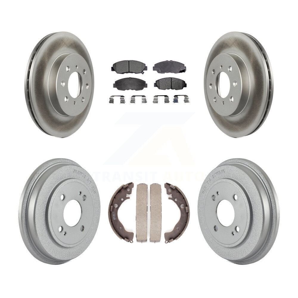 Front Rear Coated Disc Brake Rotors Ceramic Pads And Drum Kit For Honda Insight