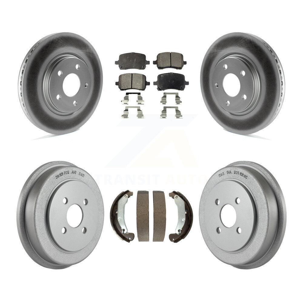 Front Rear Coated Disc Brake Rotors Ceramic Pad And Drum Kit For Pontiac Pursuit