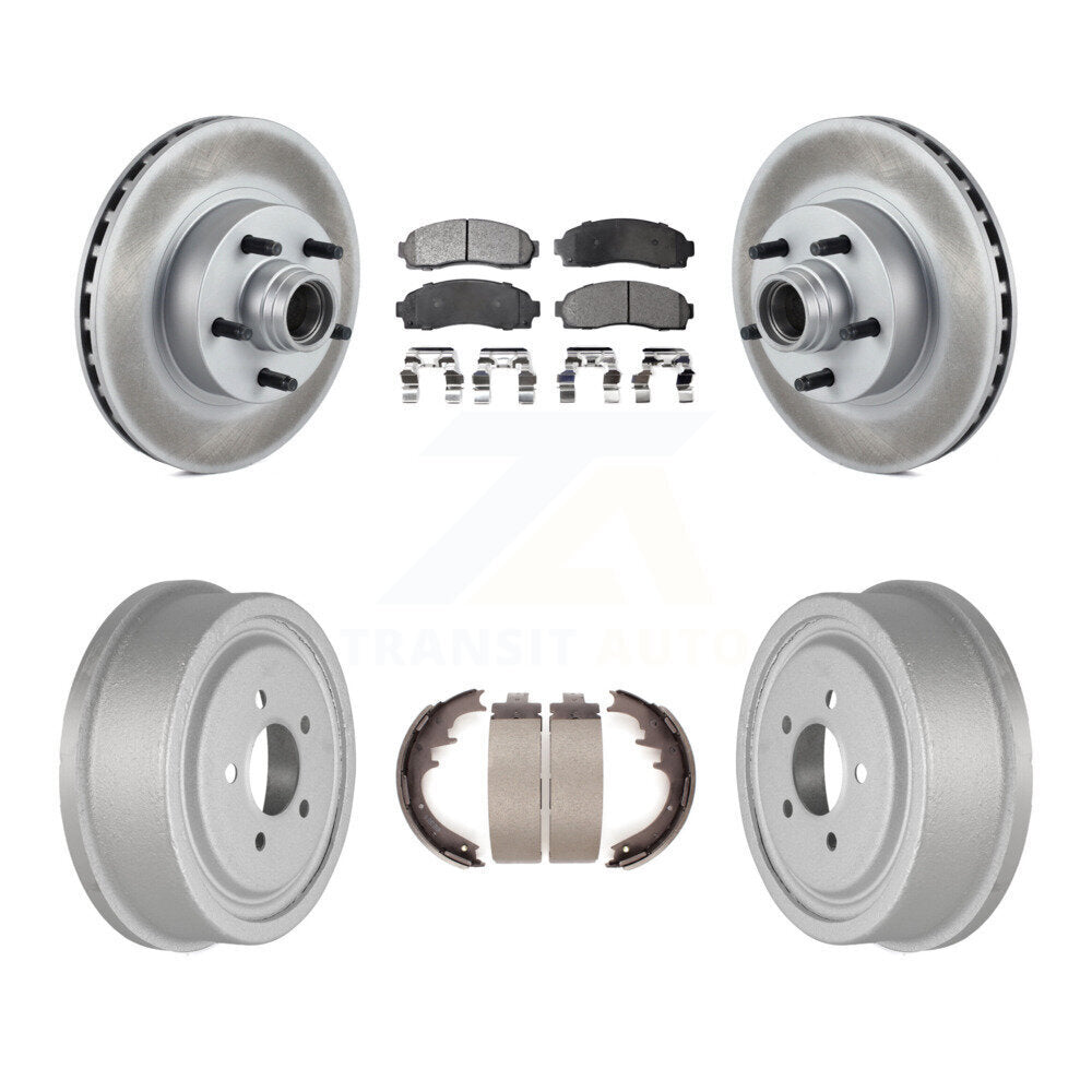 [Front+Rear] 2006-2009 Ford Ranger RWD Coated Rotor Drum Brake Kit & Ceramic Pads For Max Braking