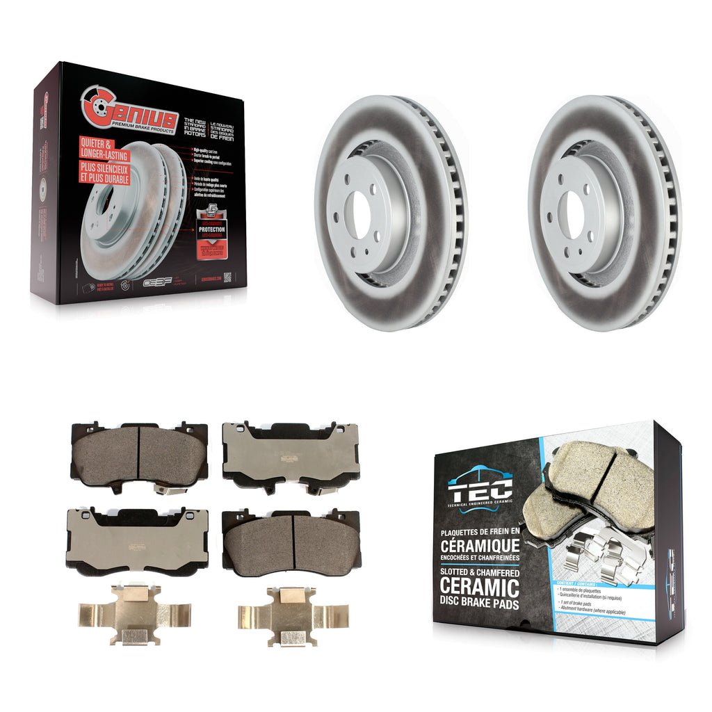 Front Coated Disc Brake Rotors And Ceramic Pads Kit For Ford Mustang