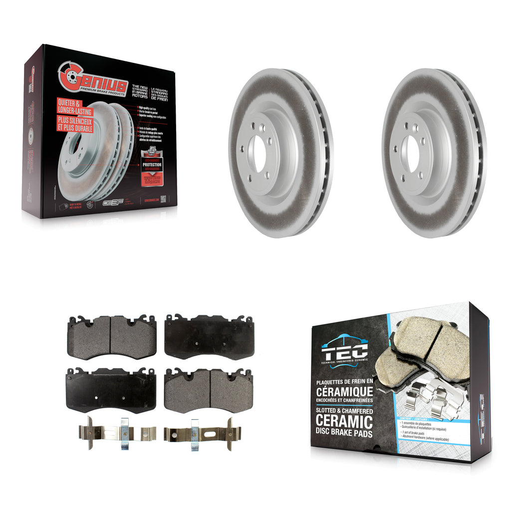 Front Coated Disc Brake Rotors And Ceramic Pads Kit For Land Rover Range Sport