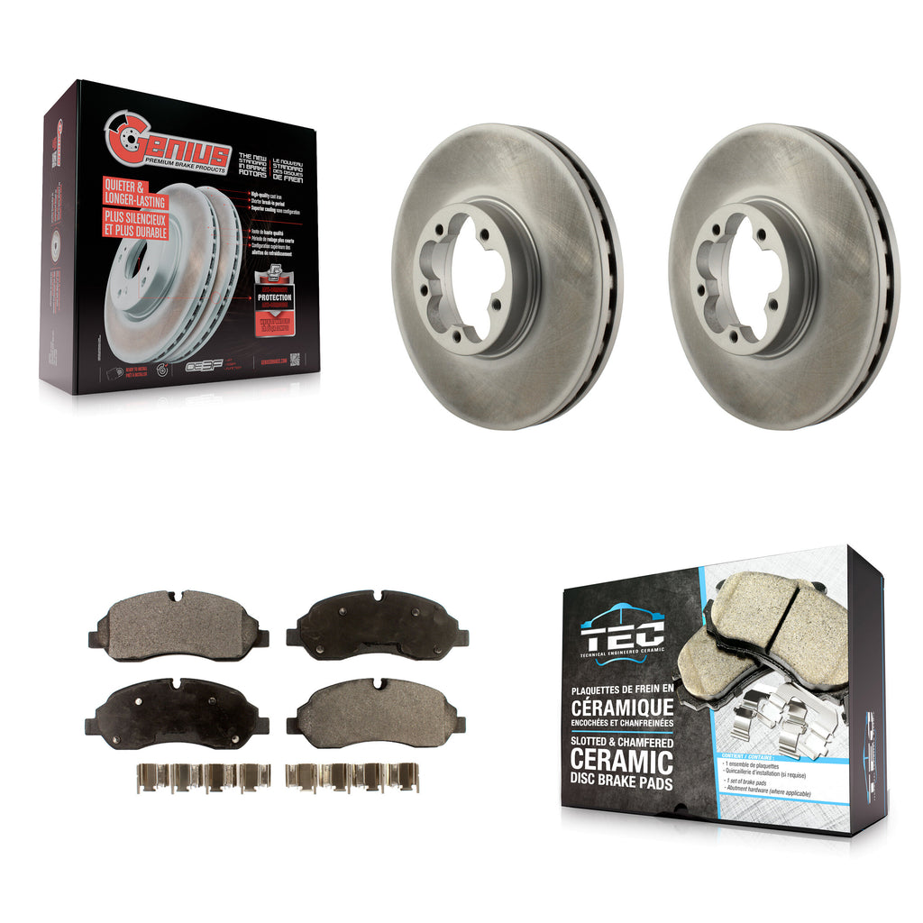 [Front] 2015-2019 Ford Transit-350 HD Premium Coated Rotors & Ceramic Pads Brake Kit For Max Braking