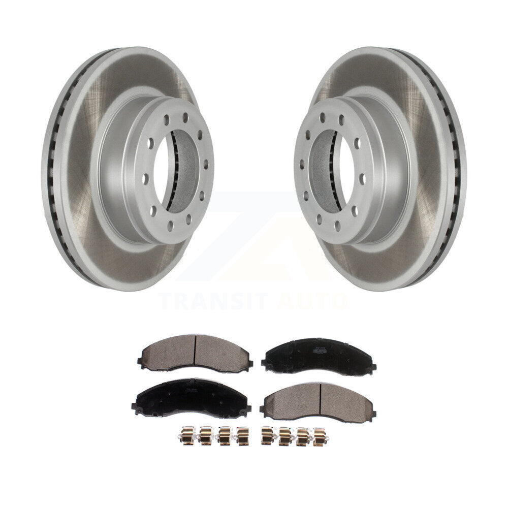 Front Coated Disc Brake Rotors & Ceramic Pad Kit For Ford F-450 Super Duty F-550