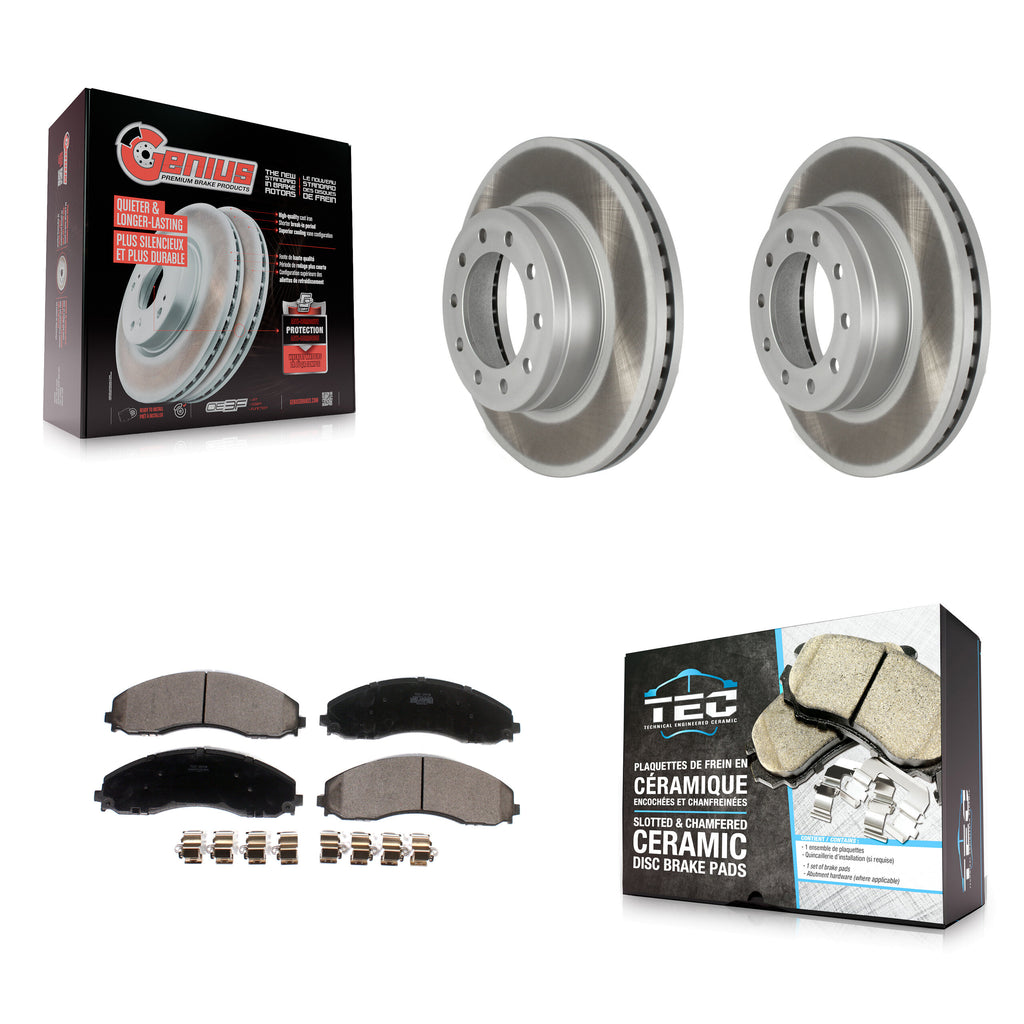 Front Coated Disc Brake Rotors & Ceramic Pad Kit For Ford F-450 Super Duty F-550