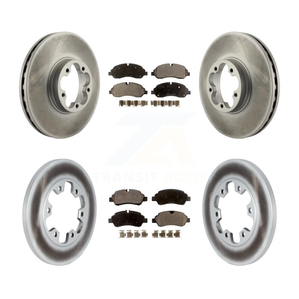 Front Rear Coated Disc Brake Rotors And Ceramic Pads Kit For Ford Transit-350 HD