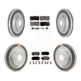 Front Rear Coated Disc Brake Rotors & Ceramic Pad Kit For Land Rover Range Sport