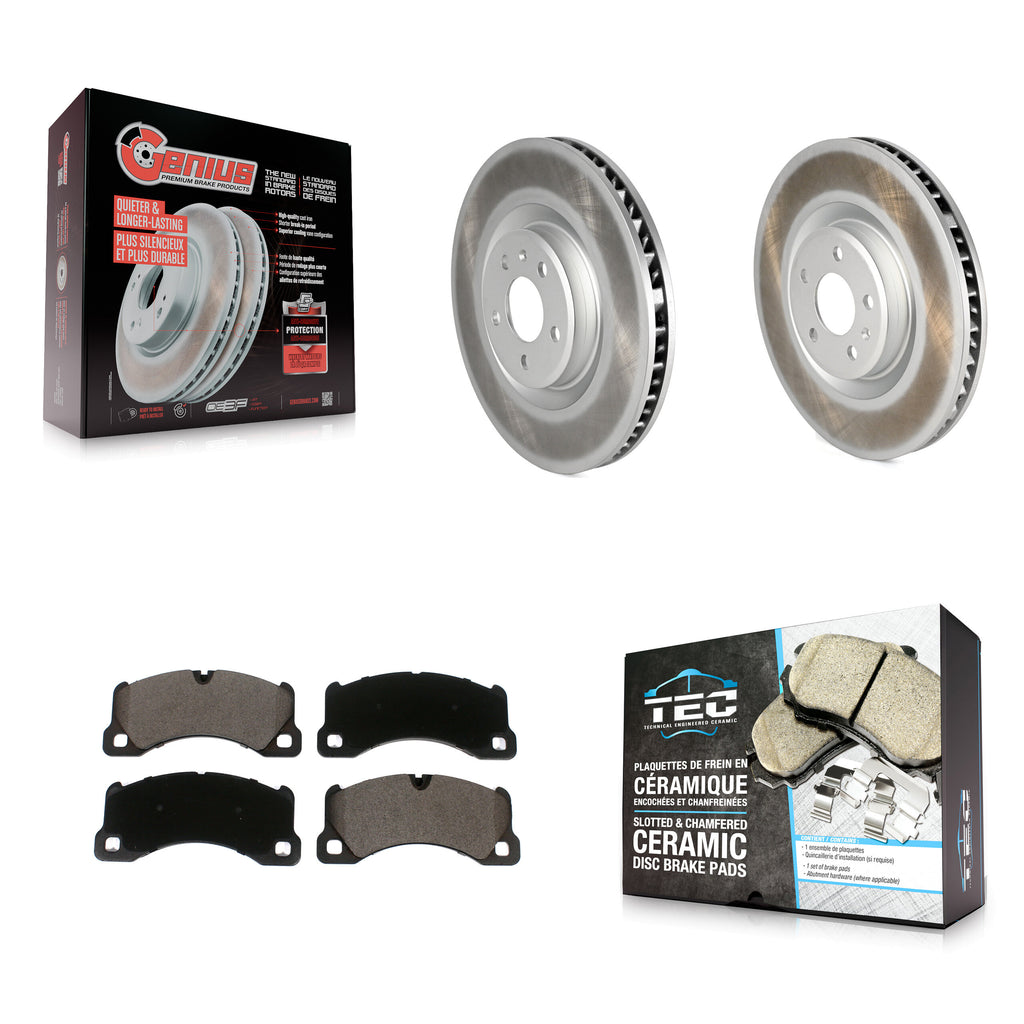 [Front] 2015-2017 Porsche Macan S Premium Coated Rotors & Ceramic Pads Brake Kit For Max Braking