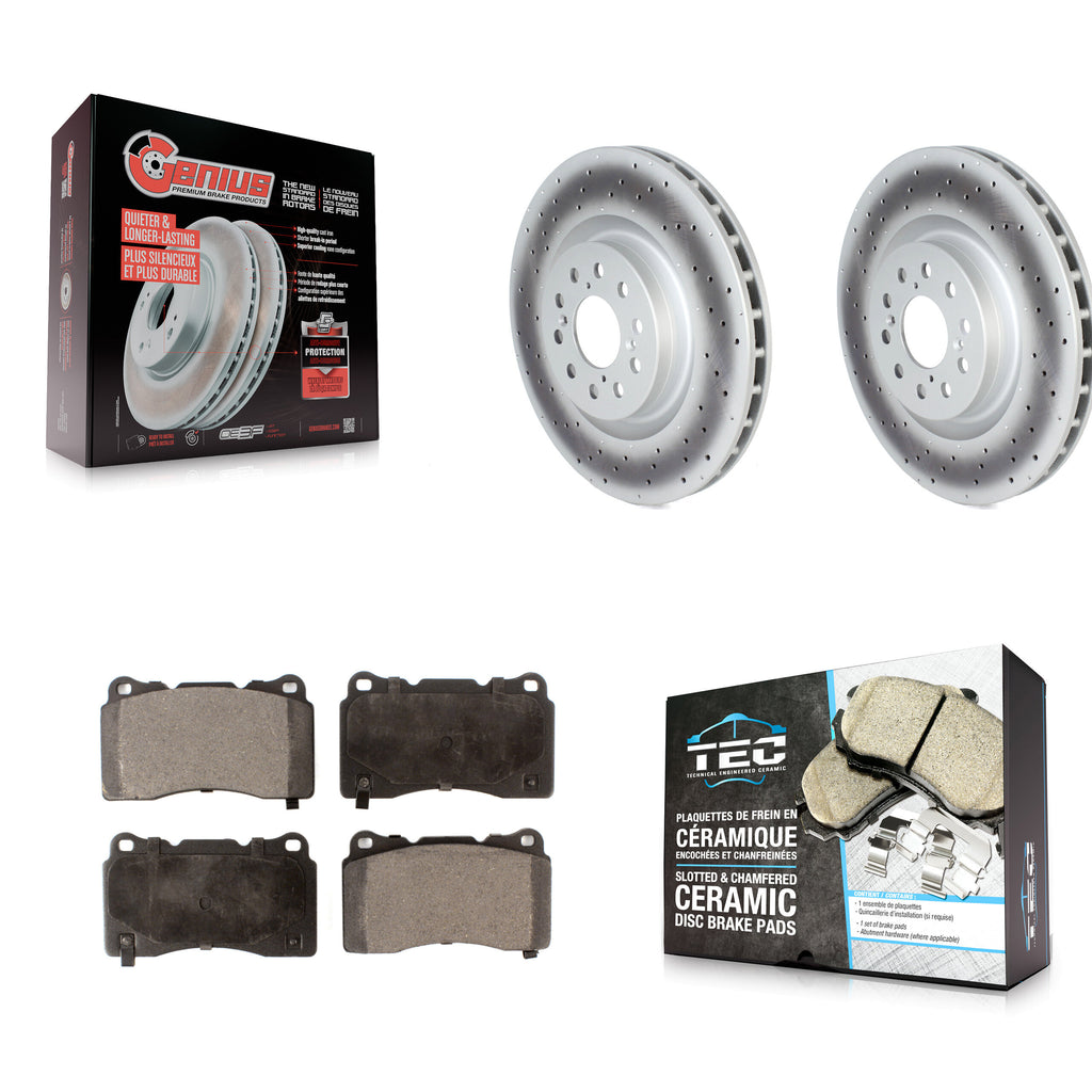 [Front] 2017-2019 Honda Civic Type R Premium Coated Rotors & Ceramic Pads Brake Kit For Max Braking