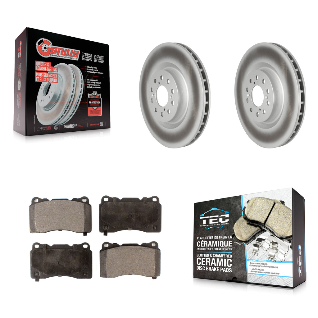 [Front] 2017-2019 Honda Civic Type R Premium Coated Rotors & Ceramic Pads Brake Kit For Max Braking