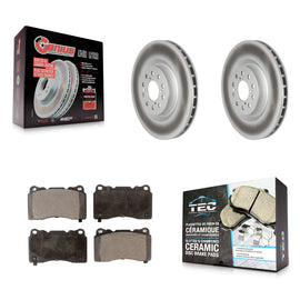 [Front] 2017-2019 Honda Civic Type R Premium Coated Rotors & Ceramic Pads Brake Kit For Max Braking