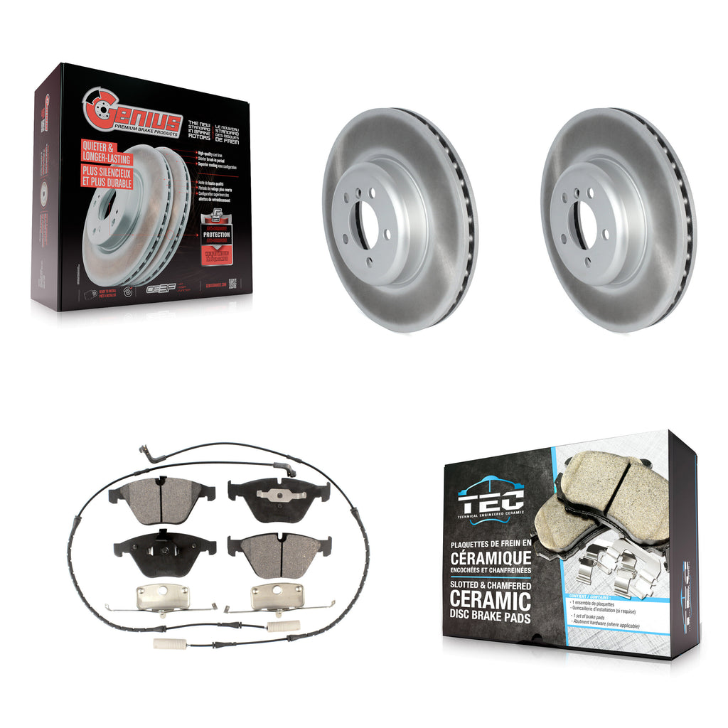 Front Coated Brake Rotor Ceramic Pad Kit For BMW 335i With Blue Painted Calipers