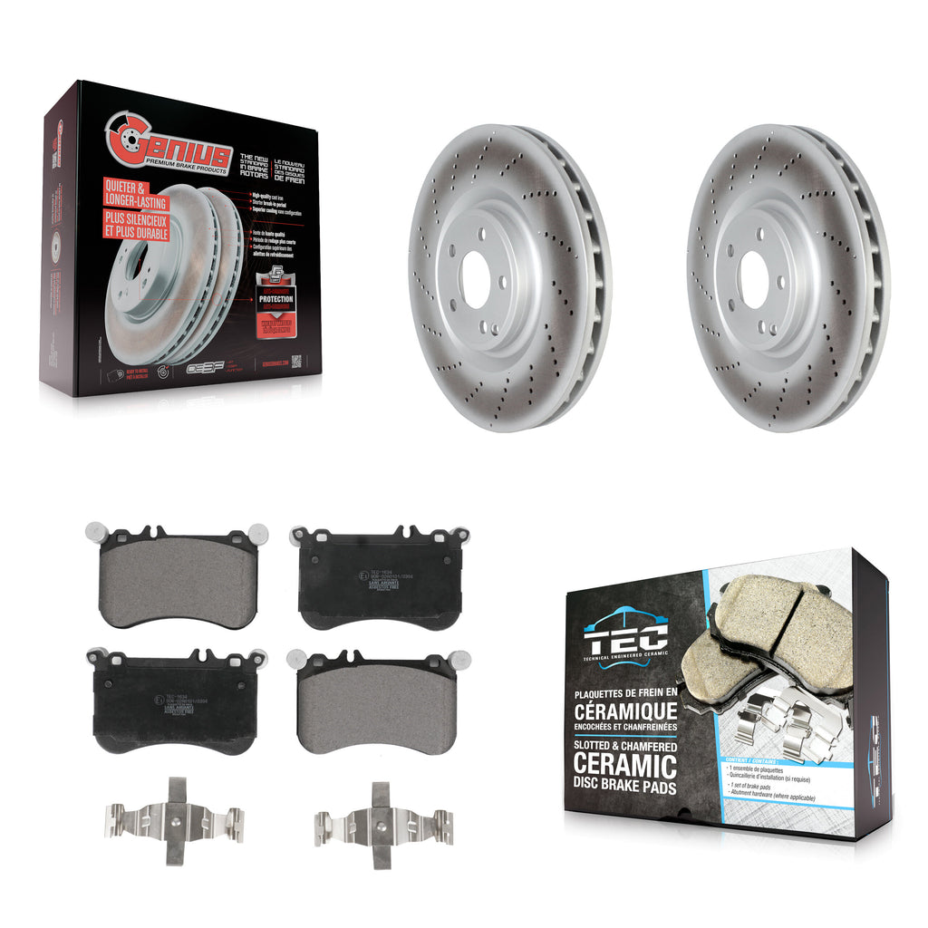 [Front] 2012-2018 Mercedes-Benz CLS550 Premium Coated Rotors & Ceramic Pads Brake Kit For Max Braking