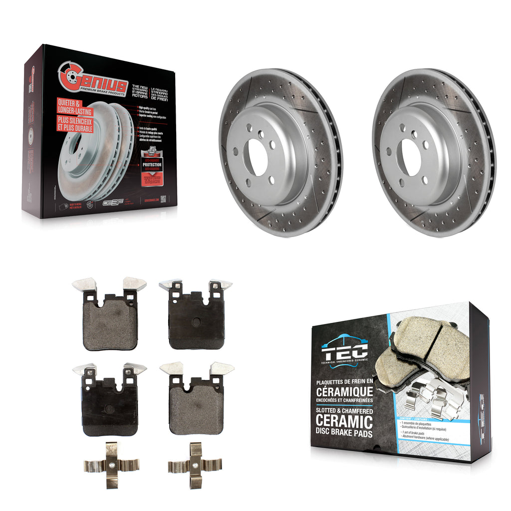 Rear Coated Brake Rotor Ceramic Pad Kit For BMW 328i xDrive 330i 430i Gran Coupe