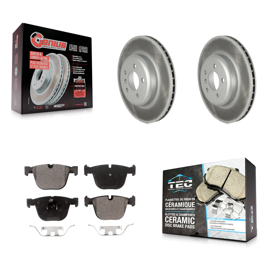 Rear Coated Disc Brake Rotor Ceramic Pad Kit For BMW 740Li 740i 535i GT xDrive 7
