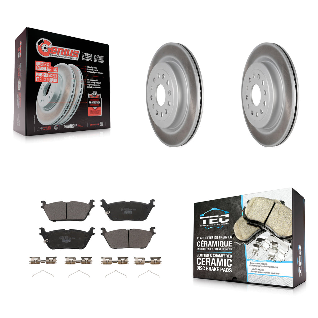 Rear Coated Disc Brake Rotors And Ceramic Pads Kit For Ram 1500