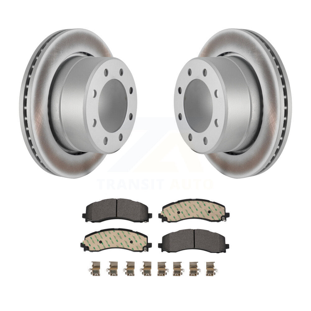 Rear Coated Disc Brake Rotors And Ceramic Pads Kit For 2019-2022 Ram 2500 3500