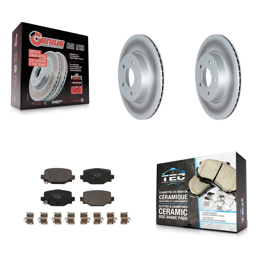 Rear Coated Disc Brake Rotors And Ceramic Pads Kit For INFINITI QX50 QX55