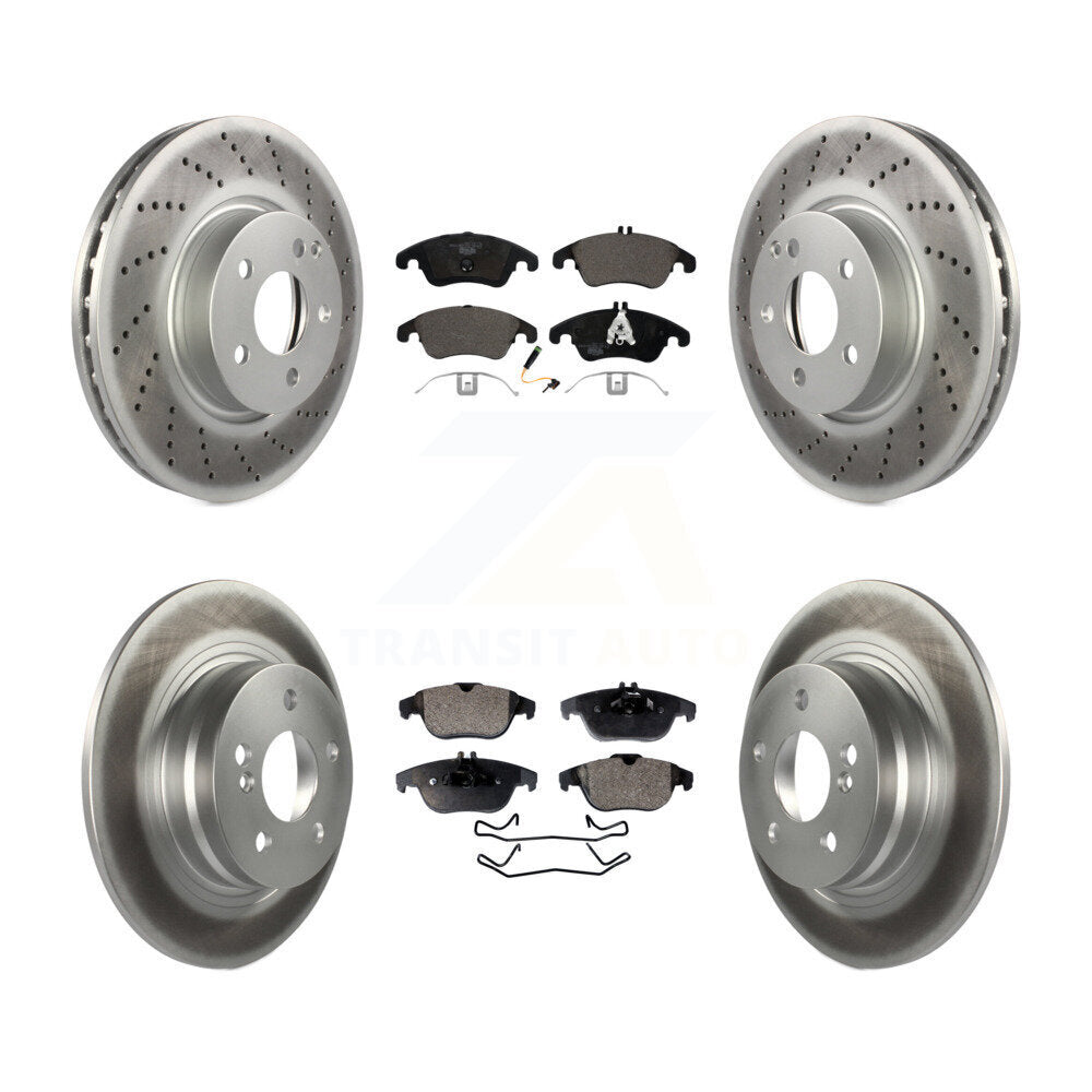 Front Rear Coated Disc Brake Rotors And Ceramic Pads Kit For Mercedes-Benz C300