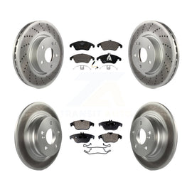 Front Rear Coated Disc Brake Rotors And Ceramic Pads Kit For Mercedes-Benz C300