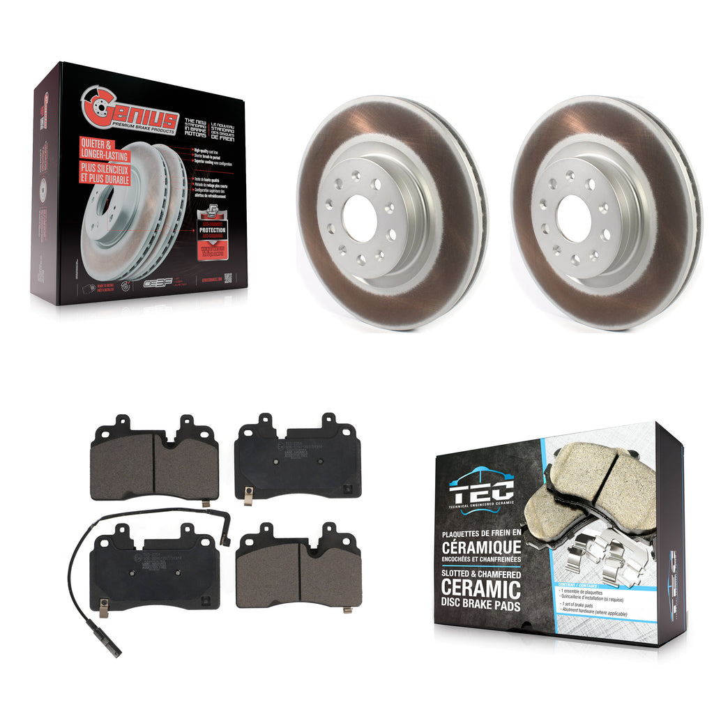 Front Coated Disc Brake Rotors And Ceramic Pads Kit For Cadillac CT6