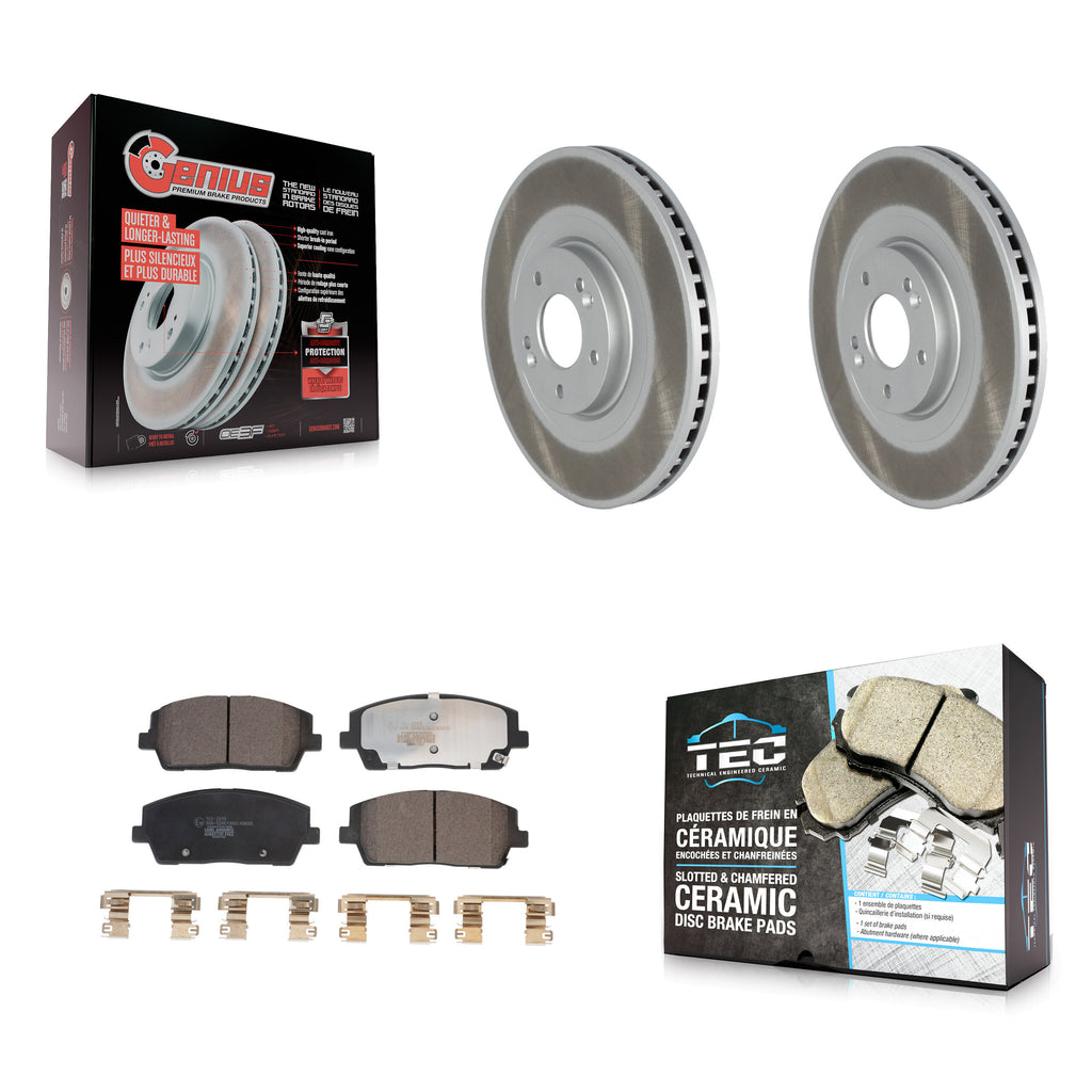 Front Coated Disc Brake Rotor Ceramic Pad Kit For Kia Telluride Hyundai Palisade
