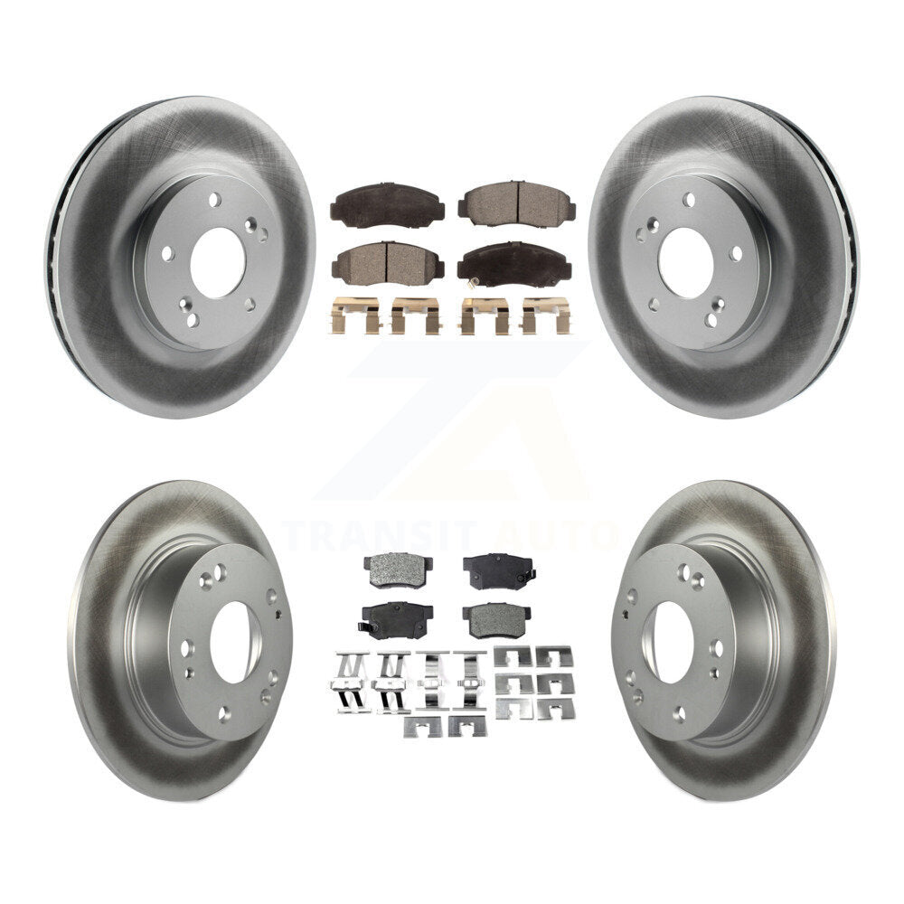 Front Rear Coated Disc Brake Rotors And Ceramic Pads Kit For Honda Accord