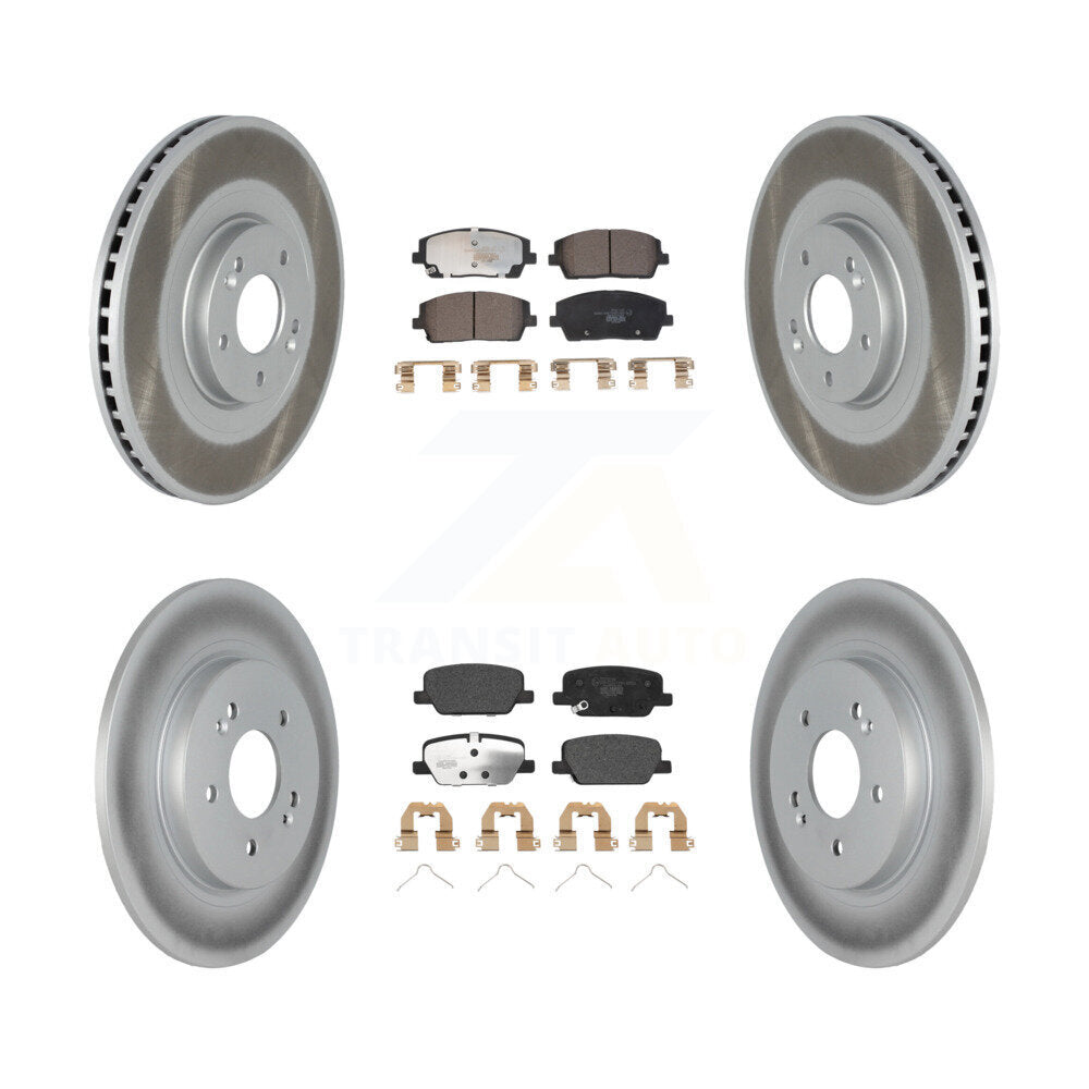 Front Rear Coated Brake Rotor Ceramic Pad Kit For Kia Telluride Hyundai Palisade