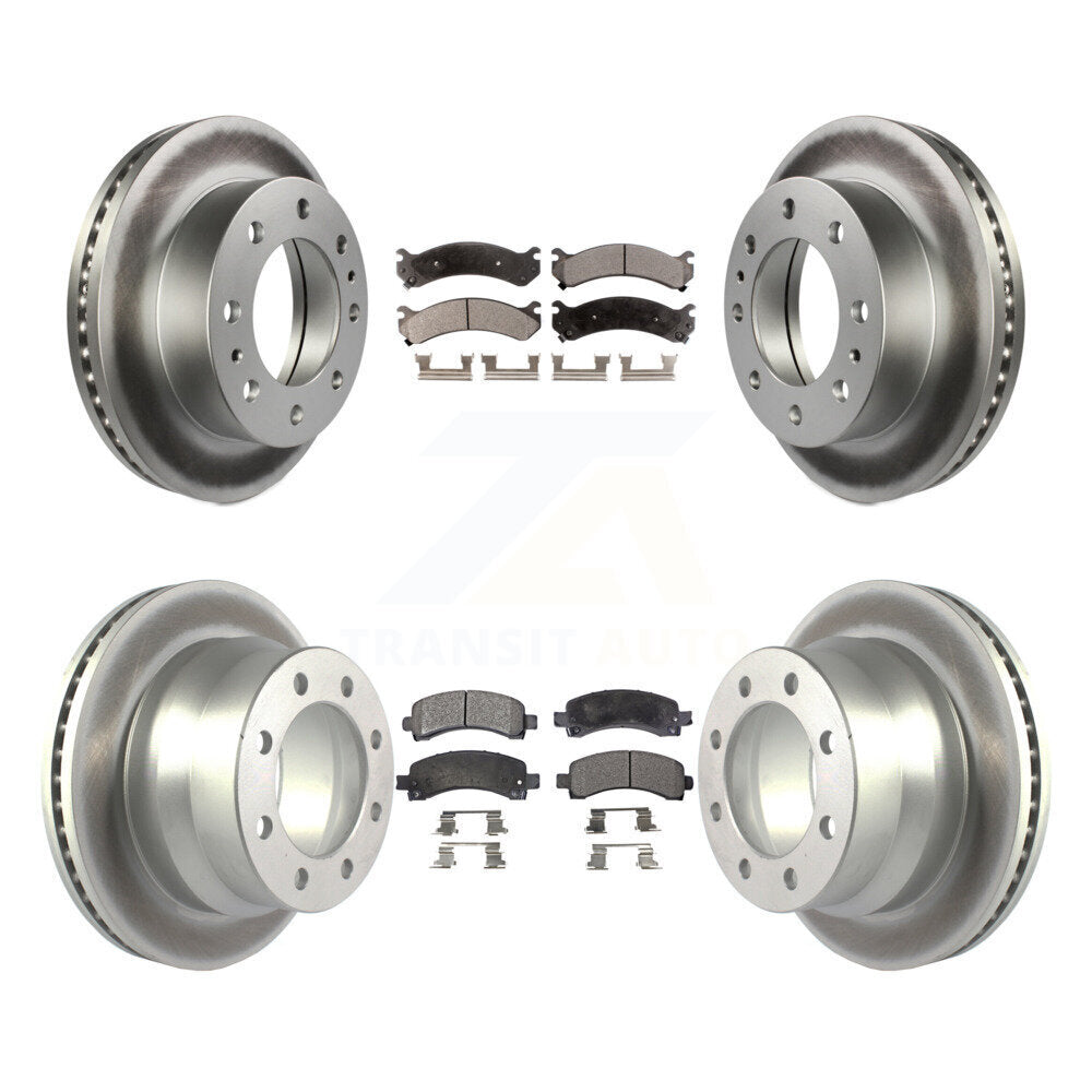 Front Rear Coated Disc Brake Rotors & Ceramic Pad Kit For Chevrolet Express 4500