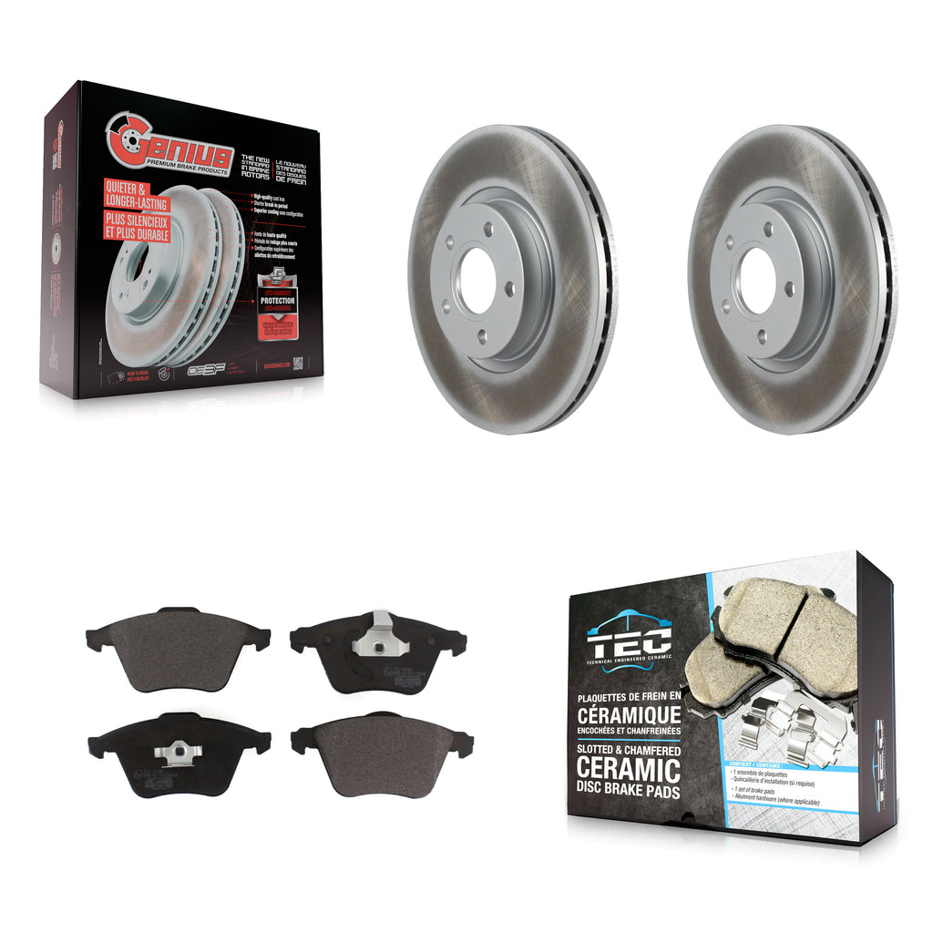 [Front] 2004 Volvo S40 With 5 Lug Wheels Premium Coated Rotors & Ceramic Pads Brake Kit For Max Braking