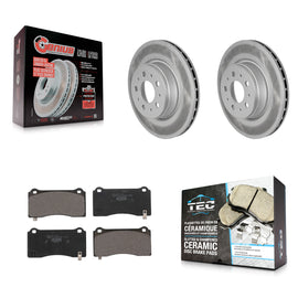 Front Coated Brake Rotors Ceramic Pad Kit For Tesla 3 With Gray Painted Calipers
