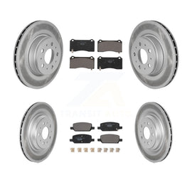 Front Rear Coated Disc Brake Rotors And Ceramic Pads Kit For Tesla 3