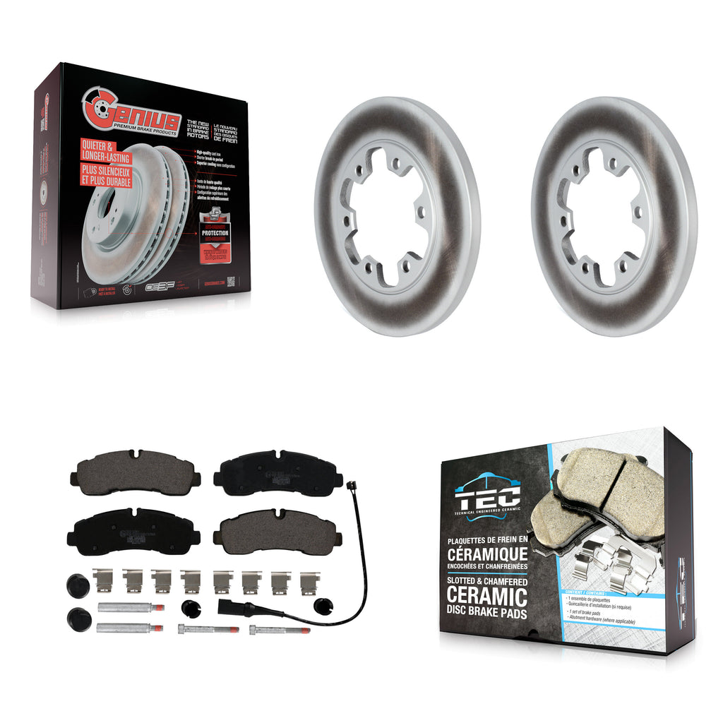 Rear Coated Disc Brake Rotors And Ceramic Pads Kit For Ford Transit-350 HD
