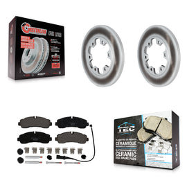Rear Coated Disc Brake Rotors And Ceramic Pads Kit For Ford Transit-350 HD