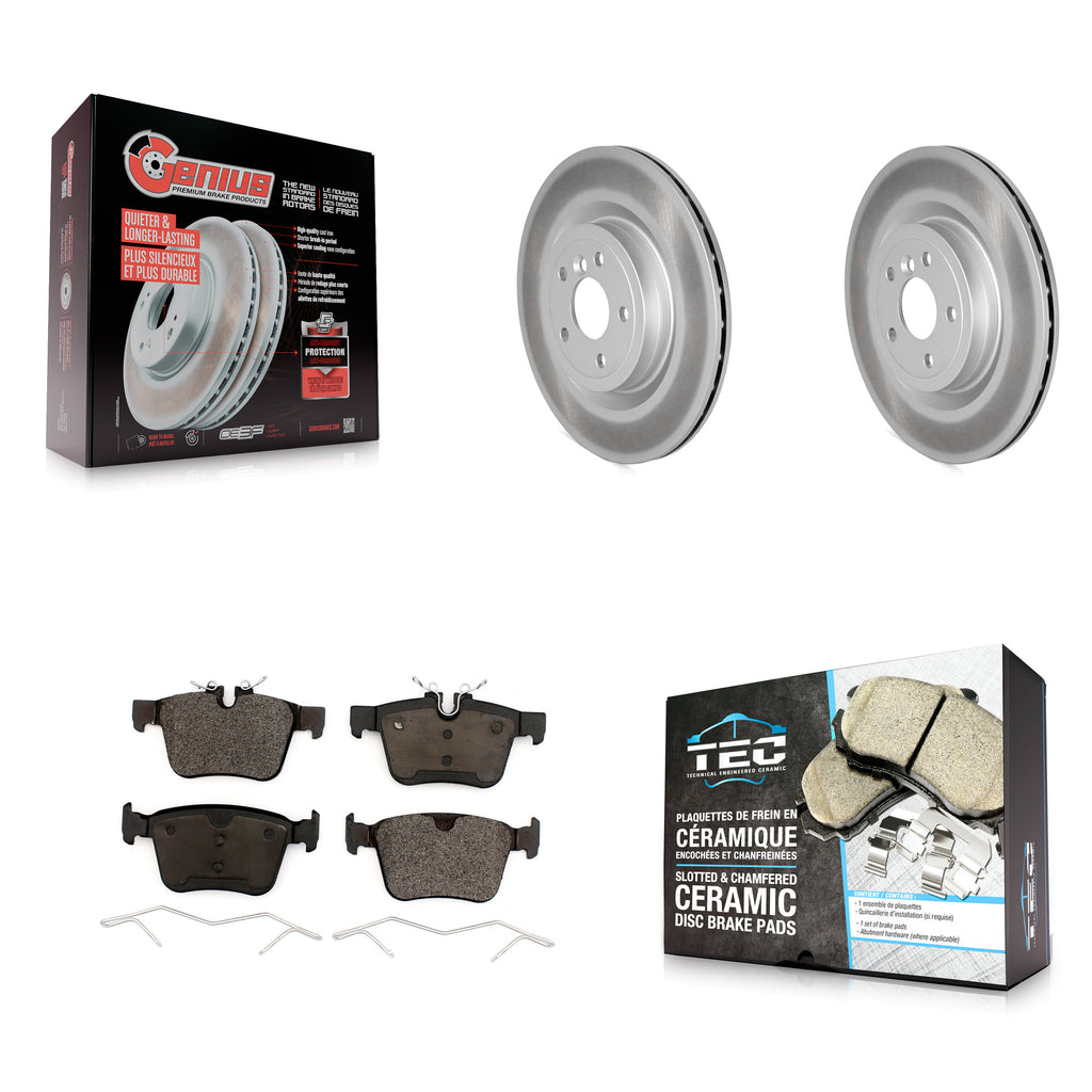 Rear Coated Disc Brake Rotors And Ceramic Pads Kit For Jaguar XE XF