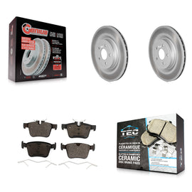 Rear Coated Disc Brake Rotors And Ceramic Pads Kit For Jaguar XE XF