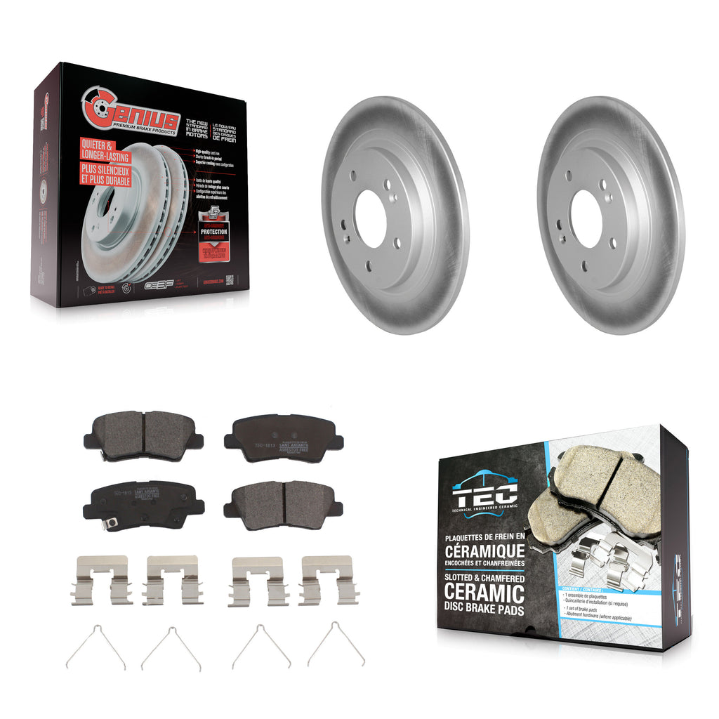 [Rear] 2022-2023 Hyundai Kona AWD Premium Coated Rotors & Ceramic Pads Brake Kit For Max Braking