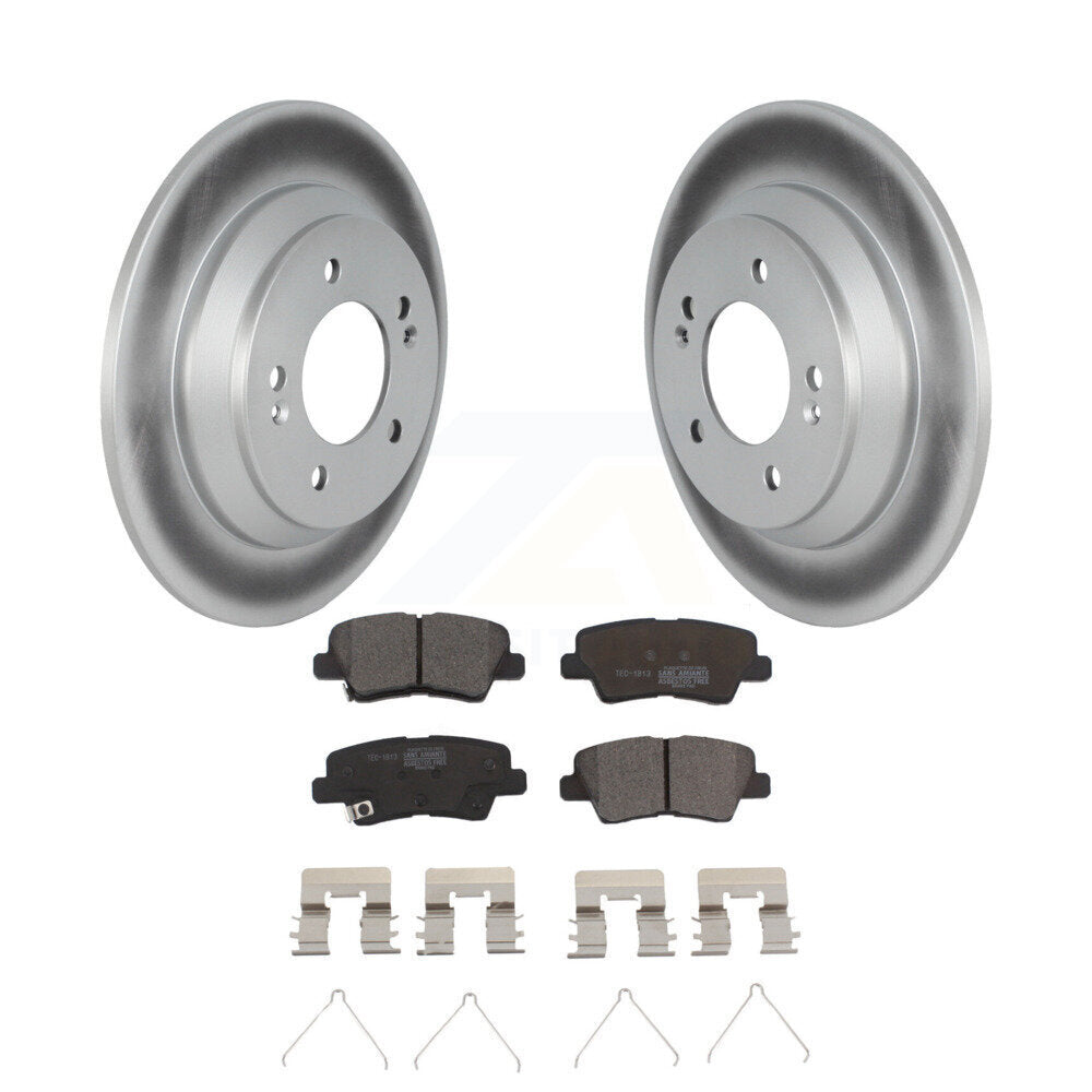 Rear Coated Disc Brake Rotor Ceramic Pad Kit For 2022 Hyundai Kona FWD with 1.6L