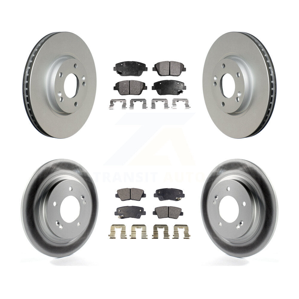 Front Rear Coated Disc Brake Rotors And Ceramic Pads Kit For Hyundai Sonata