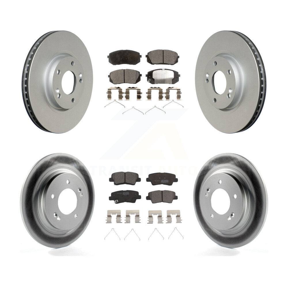 Front Rear Coated Disc Brake Rotors And Ceramic Pads Kit For Hyundai Sonata