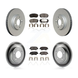 Front Rear Coated Disc Brake Rotors And Ceramic Pads Kit For Hyundai Sonata