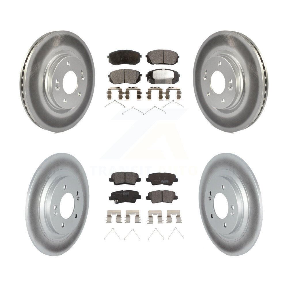 Front Rear Coated Disc Brake Rotors Ceramic Pad Kit For Kia Hyundai Niro EV Kona