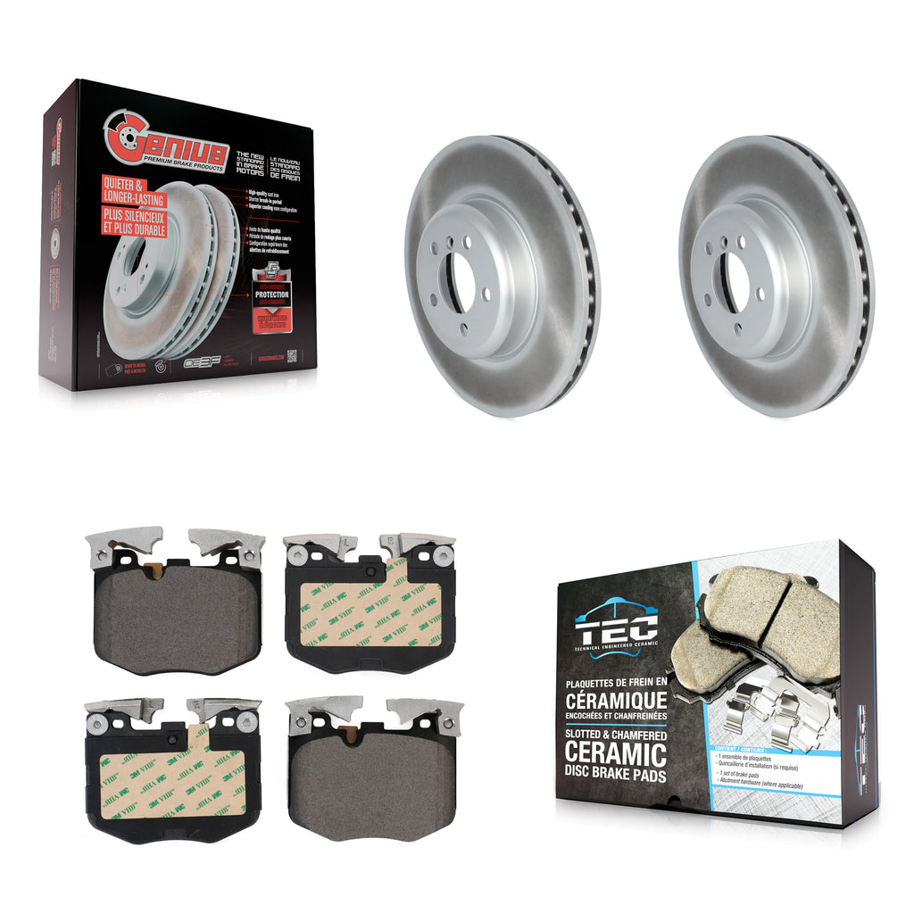 Front Coated Brake Rotor Ceramic Pad Kit For BMW 330i With Blue Painted Calipers