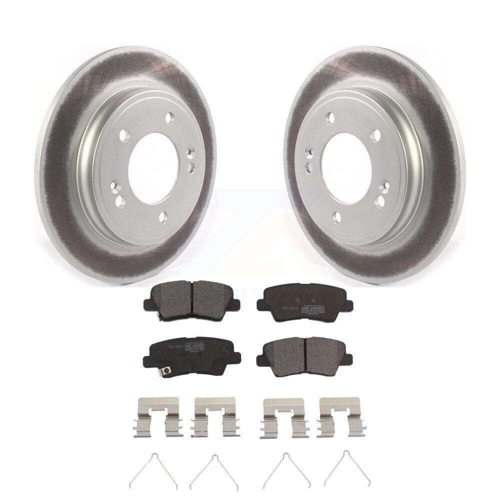 Rear Coated Disc Brake Rotors And Ceramic Pad Kit For Kia Forte Hyundai Veloster