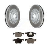 Front Coated Disc Brake Rotors And Ceramic Pads Kit For Jaguar XJ XF